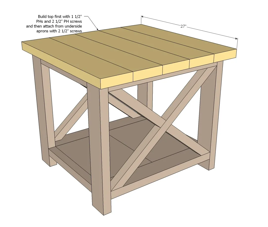 Rustic X End Table, step 6