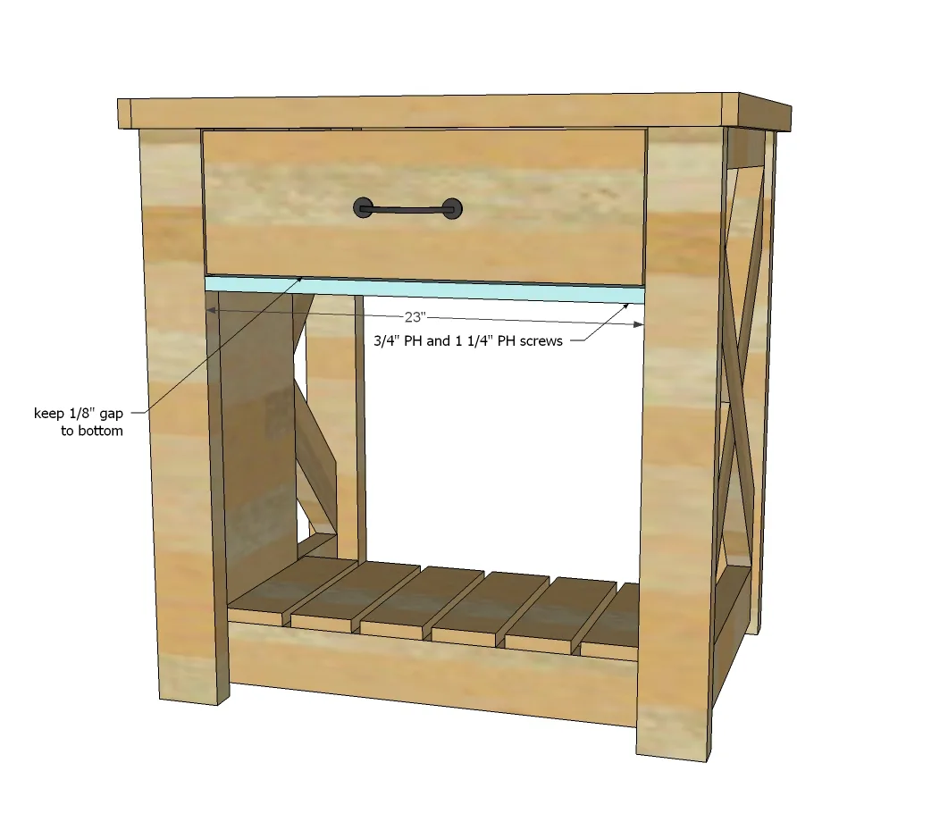Rustic X Small Rolling Kitchen Island, step 13