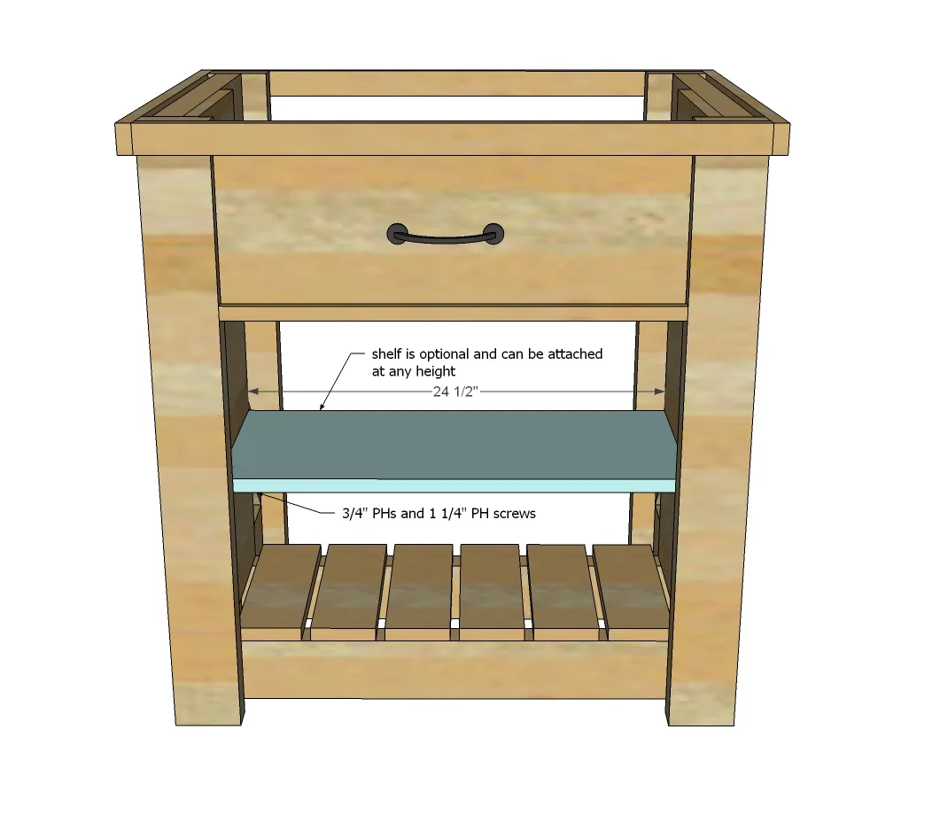 Rustic X Small Rolling Kitchen Island, step 14