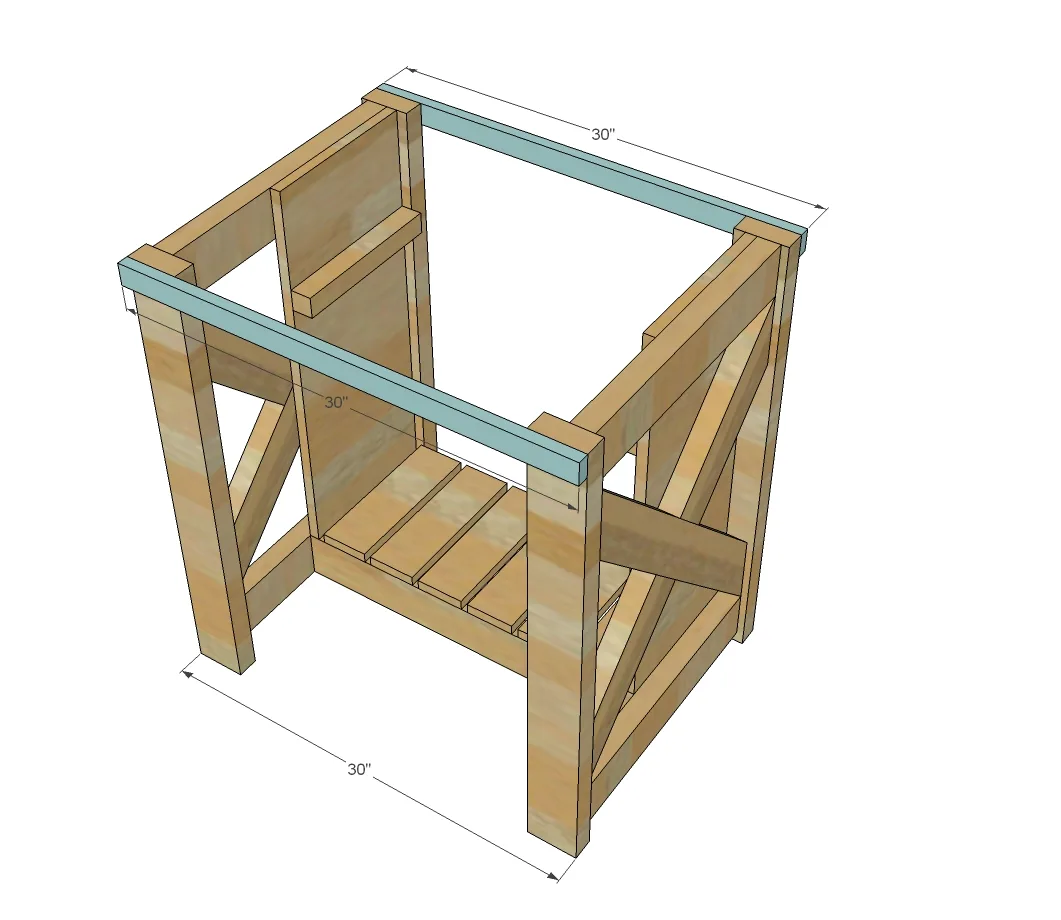 Rustic X Small Rolling Kitchen Island, step 7
