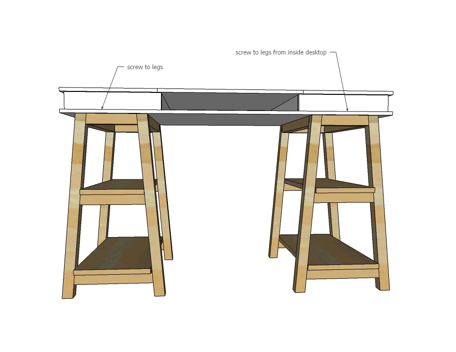 Sawhorse Storage Leg Desk, step 4