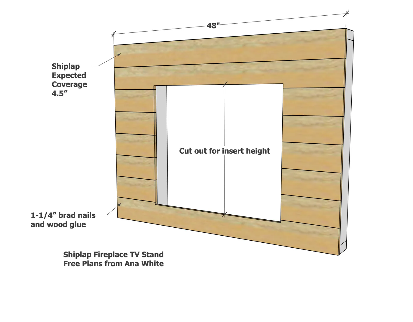 Shiplap Fireplace TV Stand, step 2