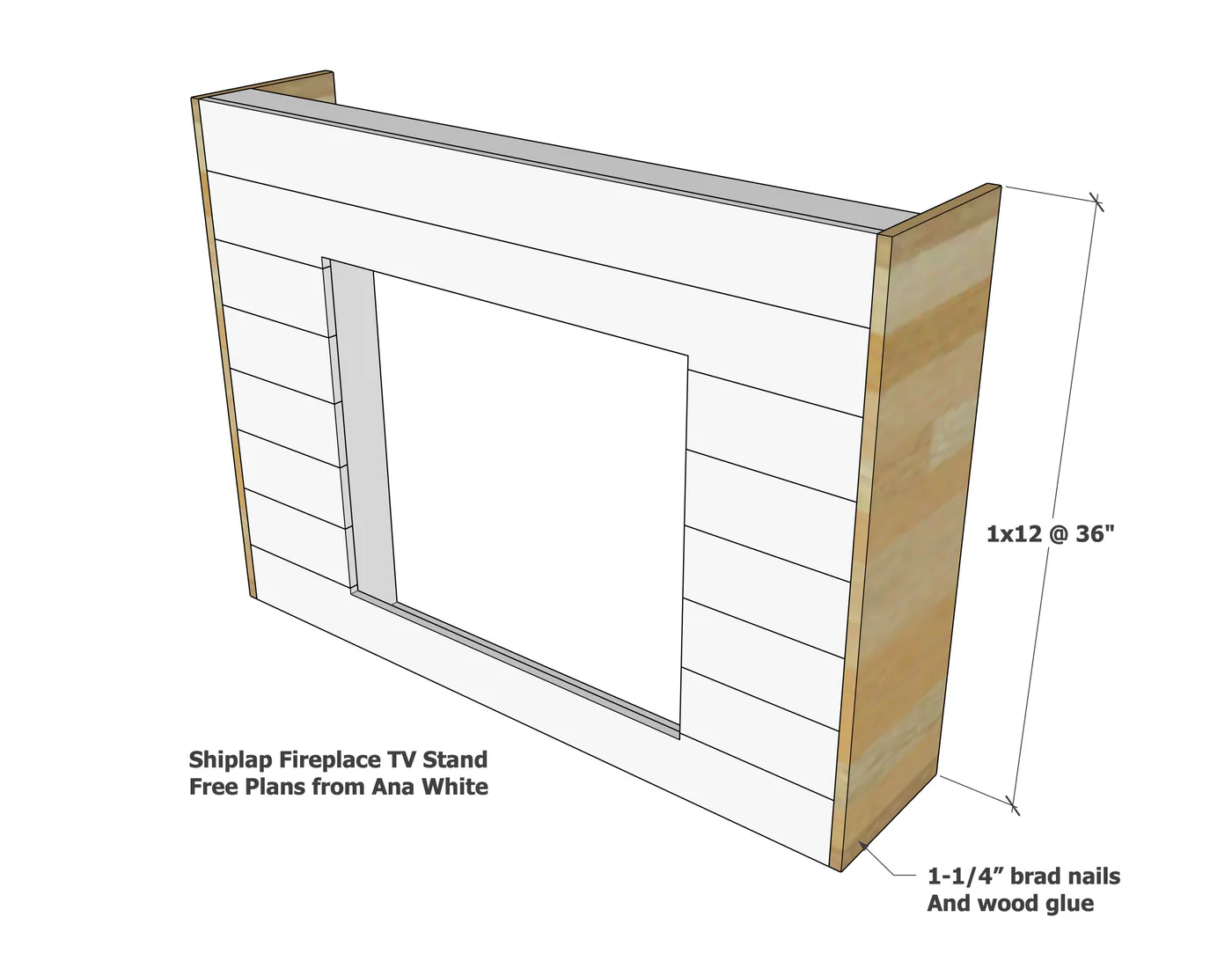 Shiplap Fireplace TV Stand, step 3