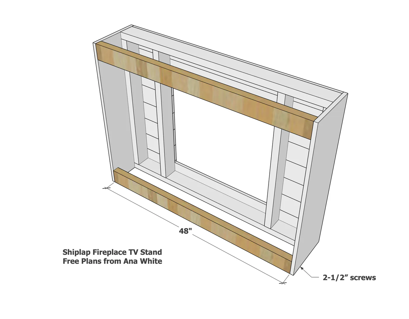 Shiplap Fireplace TV Stand, step 4