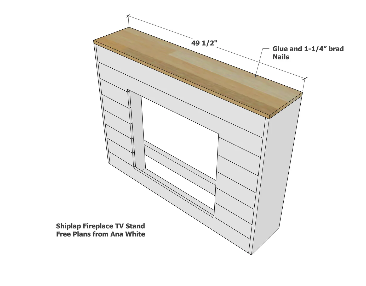 Shiplap Fireplace TV Stand, step 5