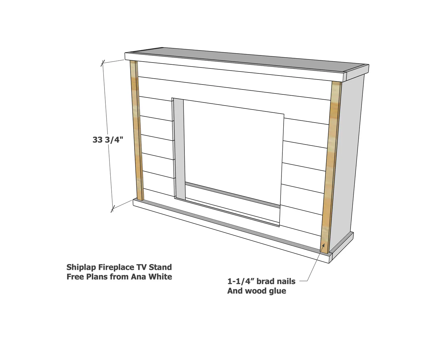 Shiplap Fireplace TV Stand, step 8