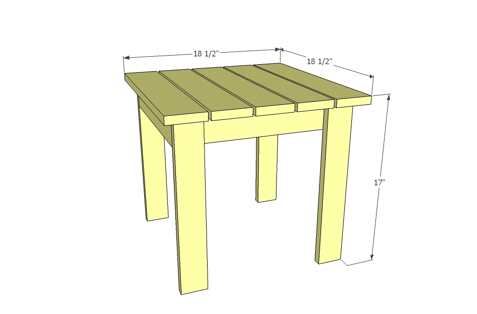 Simple Adirondack Side Table dimension diagram 1