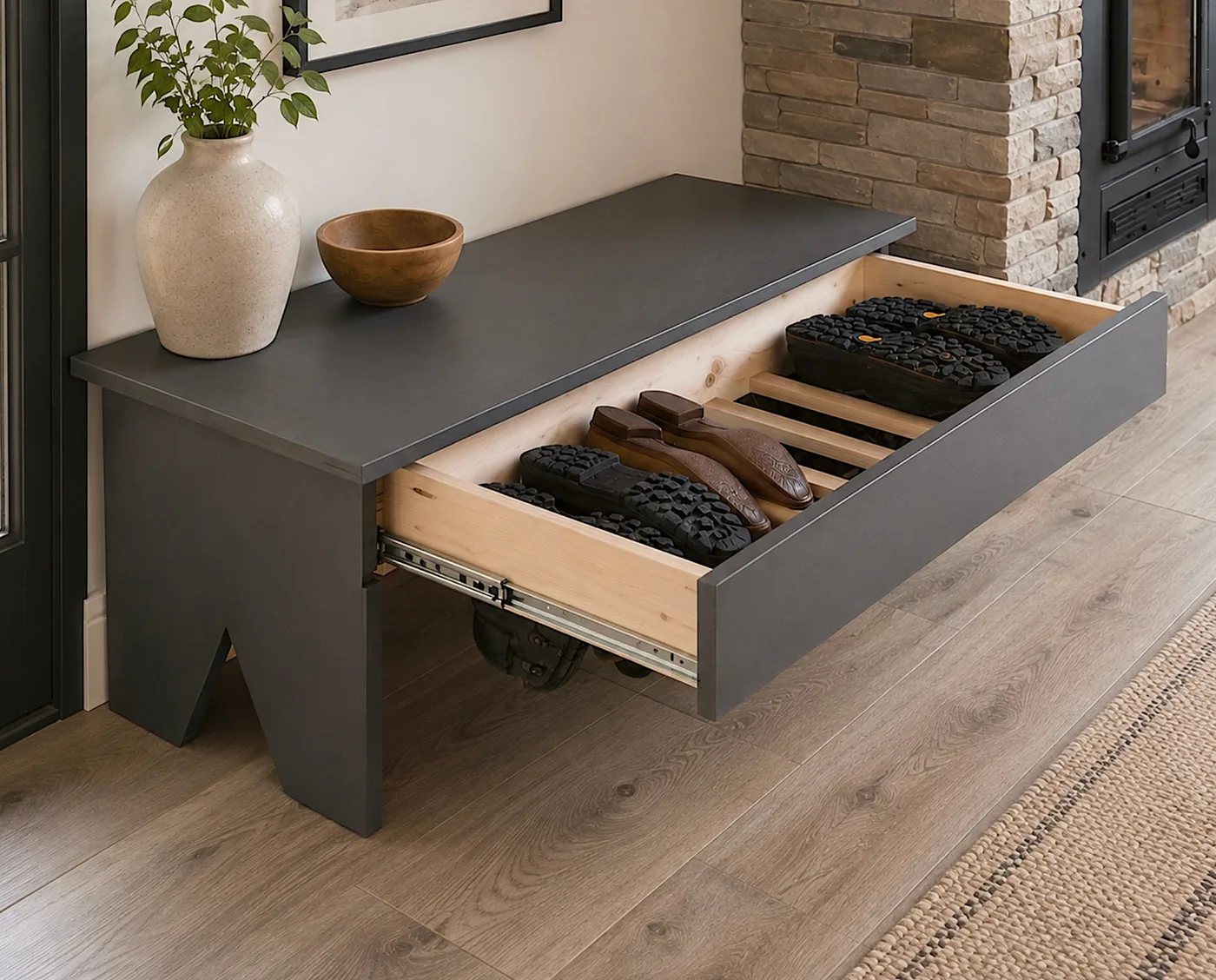 Simple Bench with Hidden Boot Storage