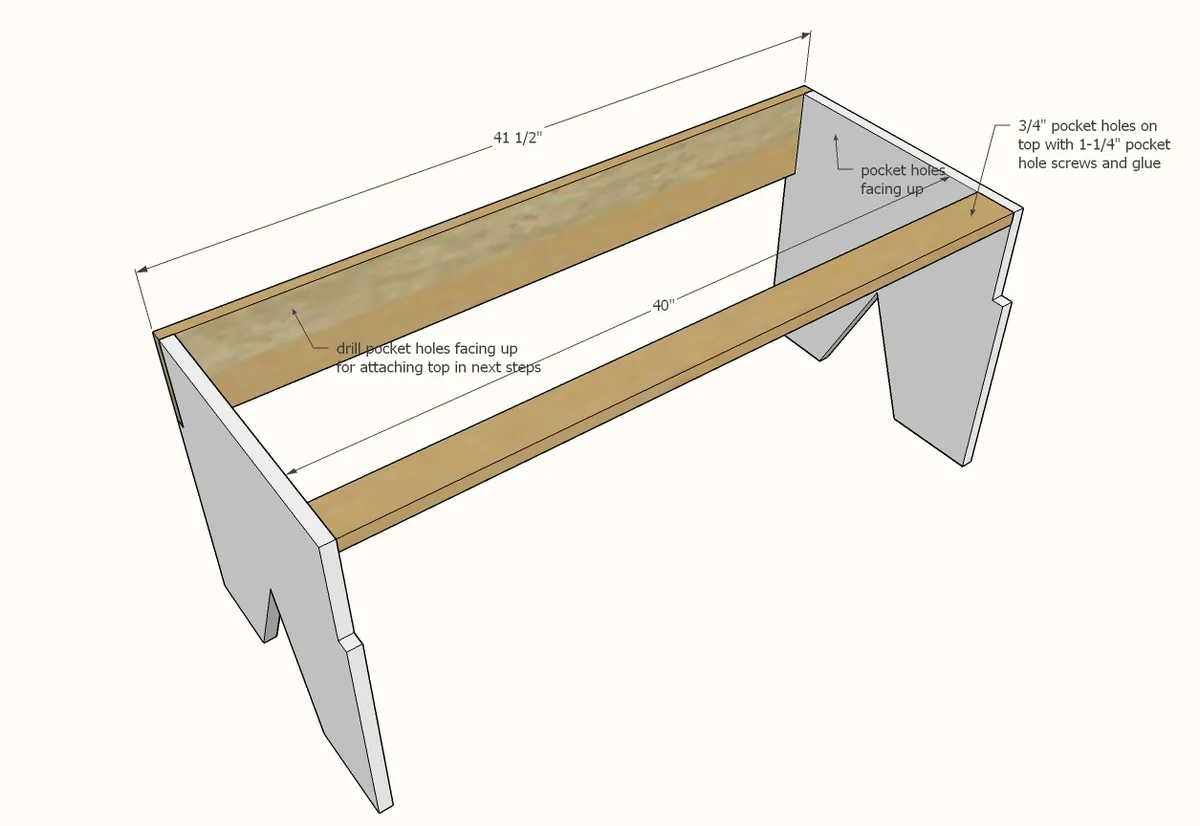Simple Bench with Hidden Boot Storage, step 2