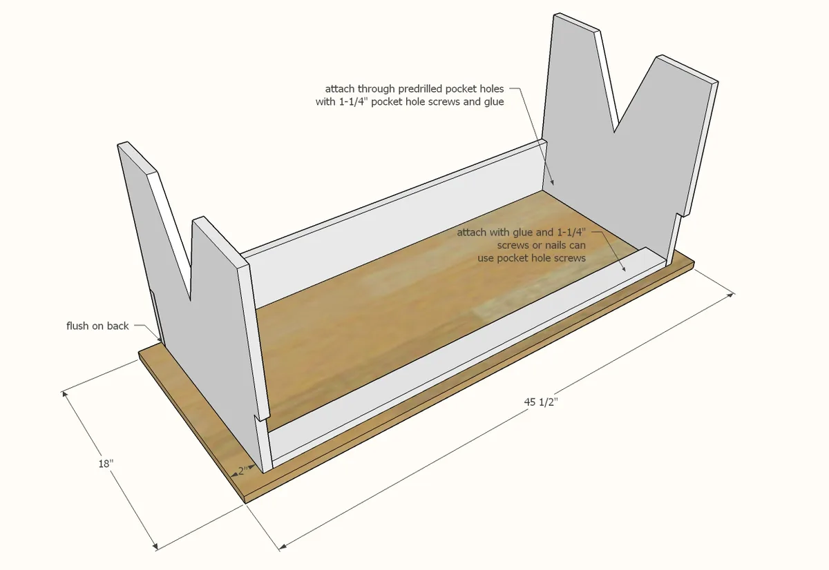 Simple Bench with Hidden Boot Storage, step 5