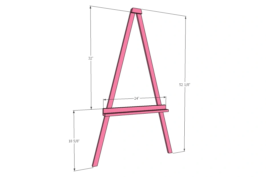 Simple Leaning Easel dimension diagram 1