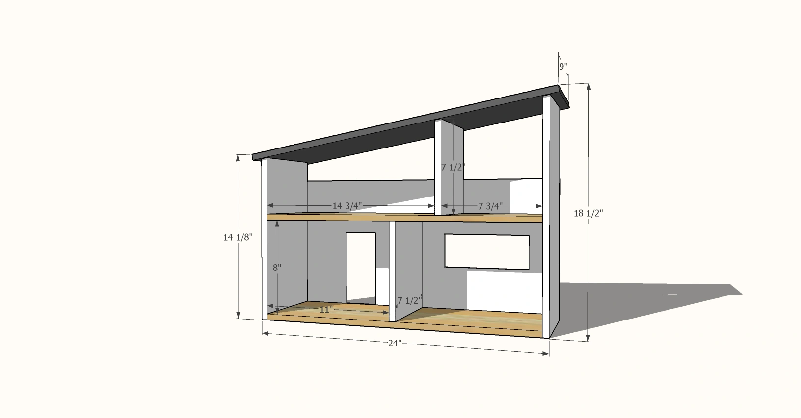 Simple Modern Doll House dimension diagram 1