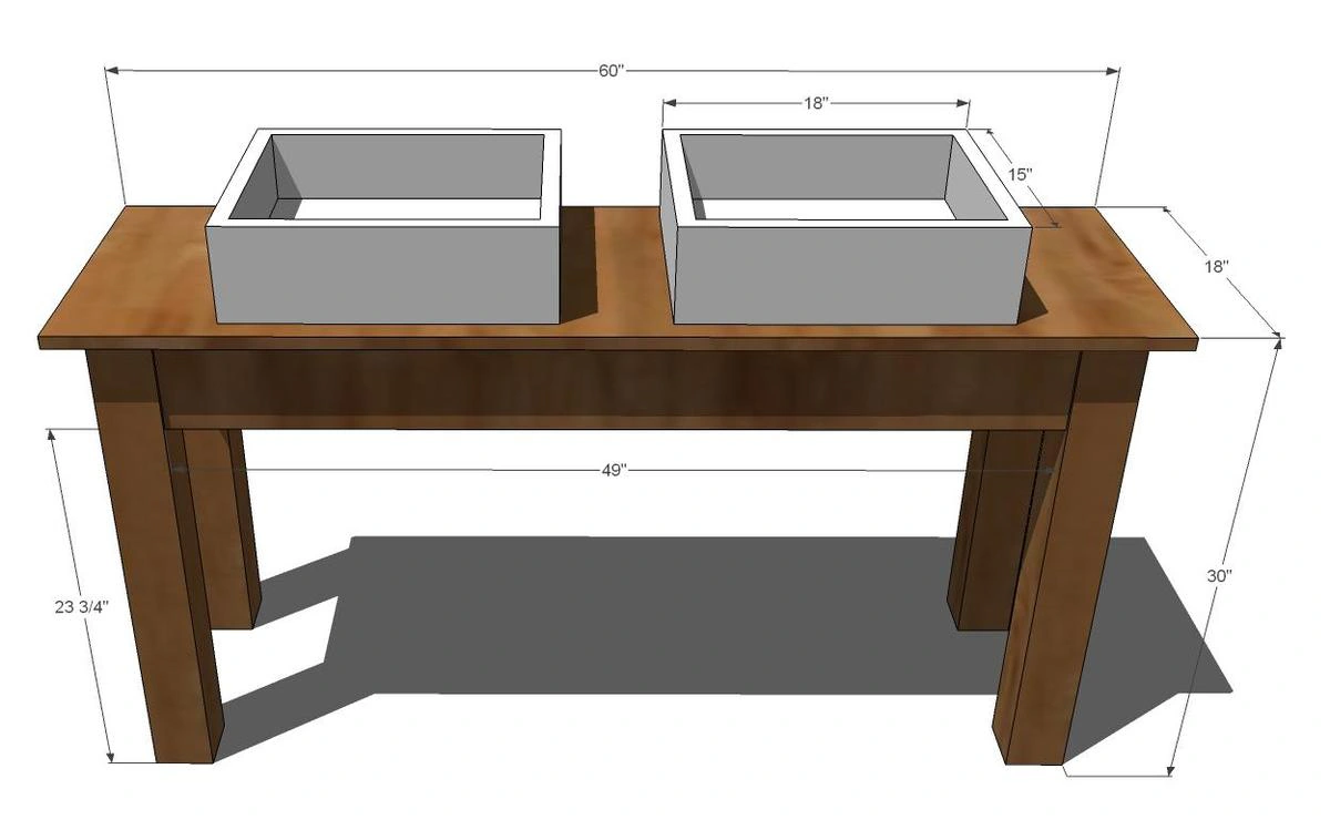 Simple Open Farmhouse Style Vanity dimension diagram 1