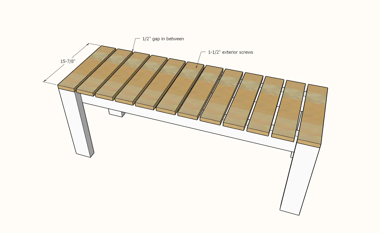 Simple Outdoor Dining Bench, step 3