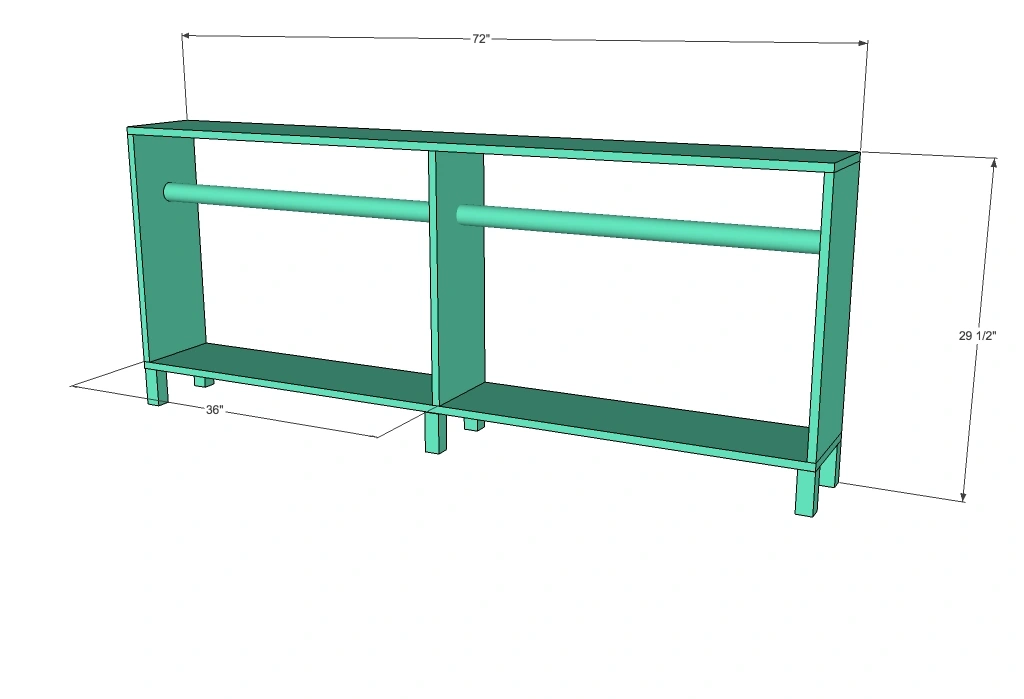 Simple Quilt Rack Console Table dimension diagram 1