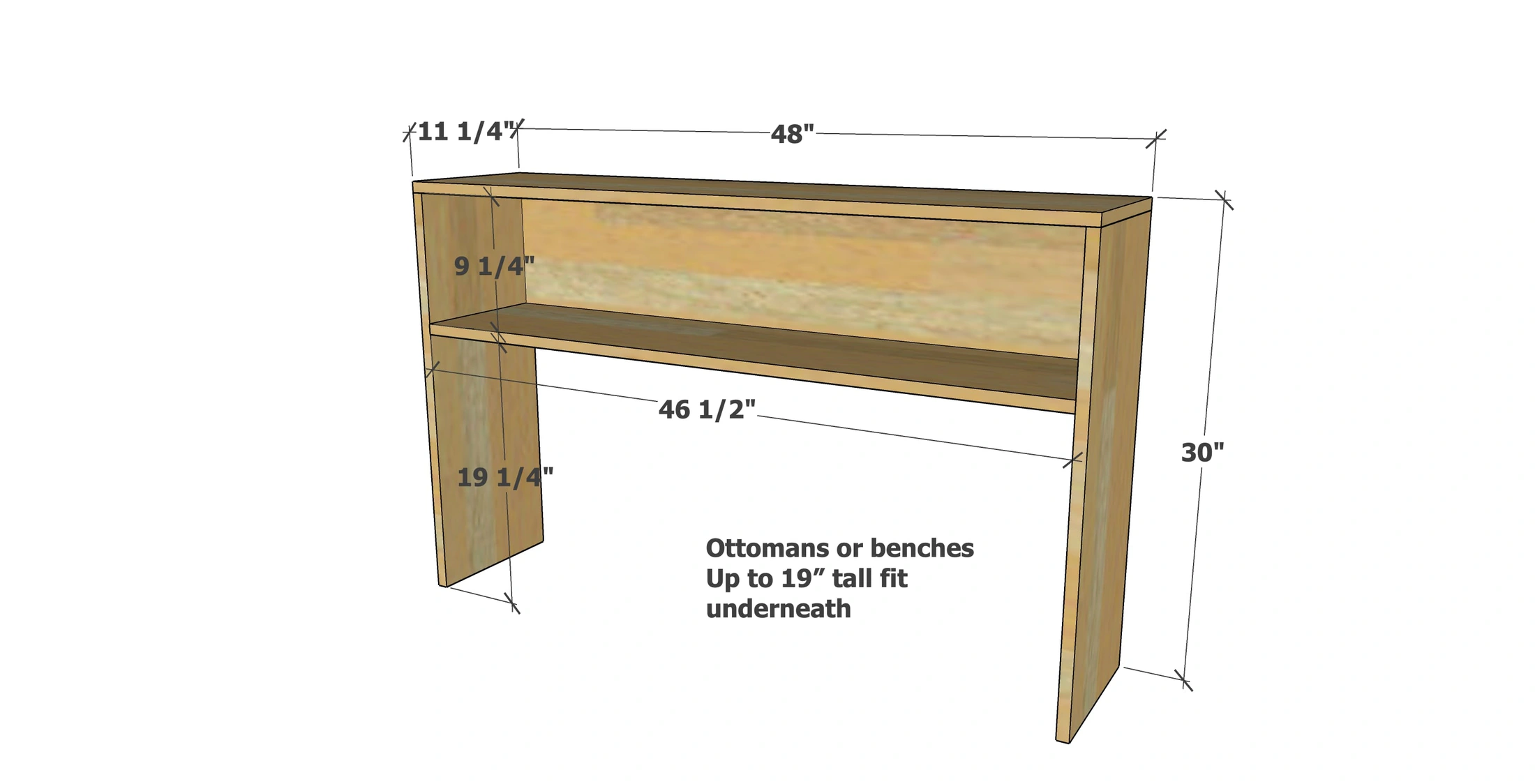 Simple Rustic Modern Console Table dimension diagram 1