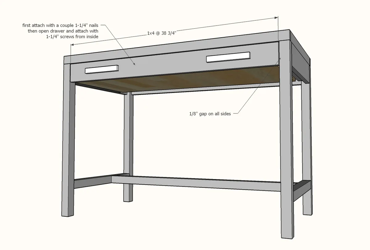 Simple Writing Desk with Drawer, step 10