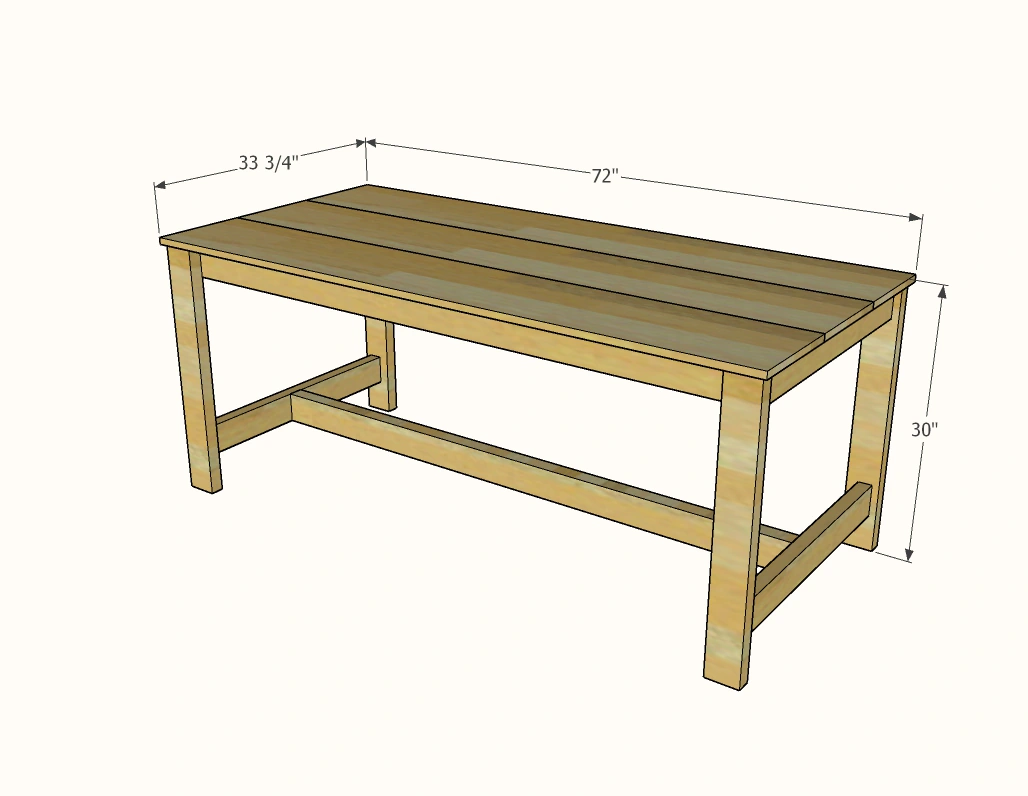 Simplest Farm Table dimension diagram 1
