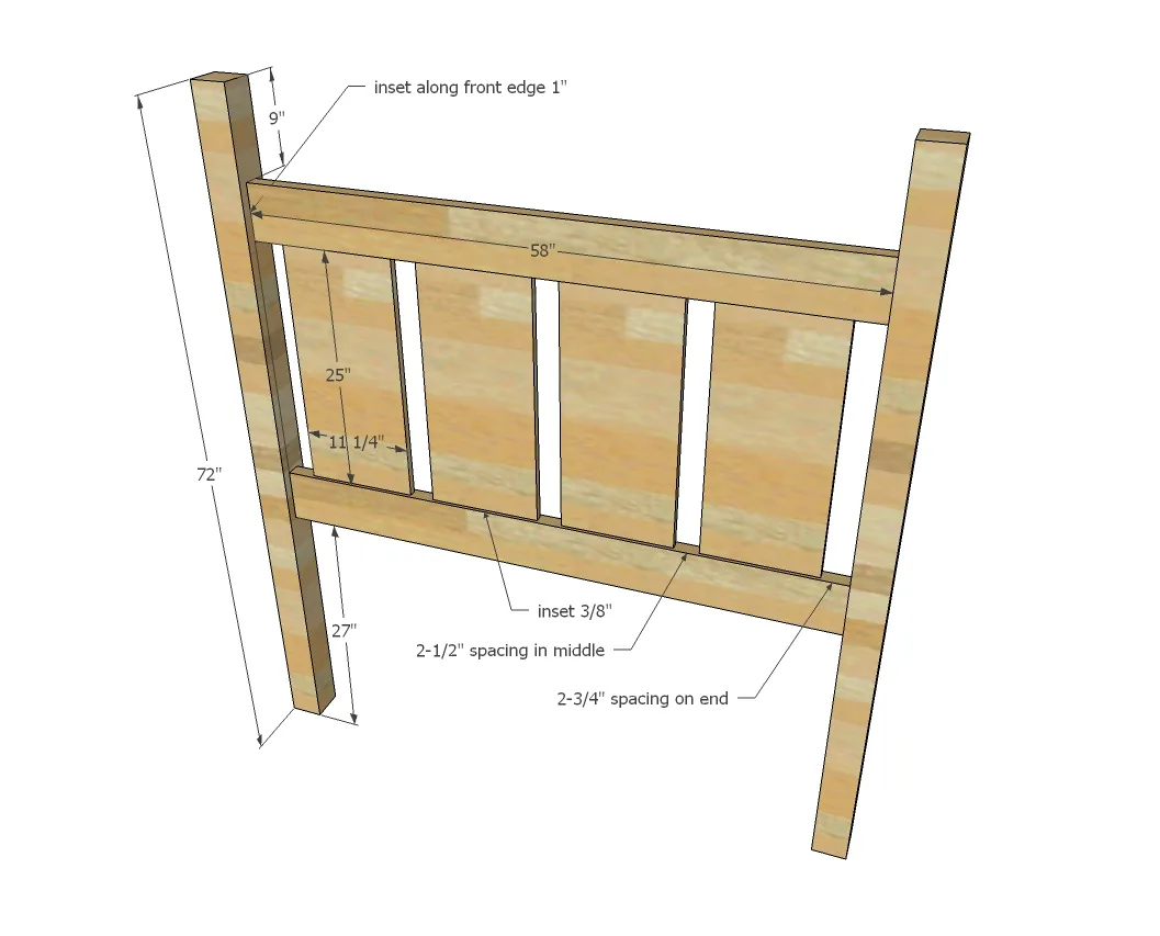 Slatted Four Post Farmhouse Bed, step 1