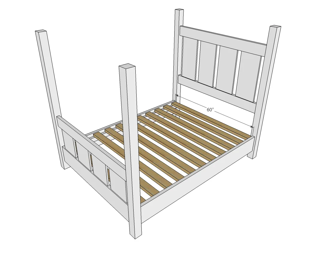 Slatted Four Post Farmhouse Bed, step 5