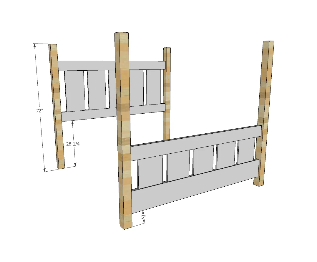 Slatted Four Post Farmhouse Bed, step 2