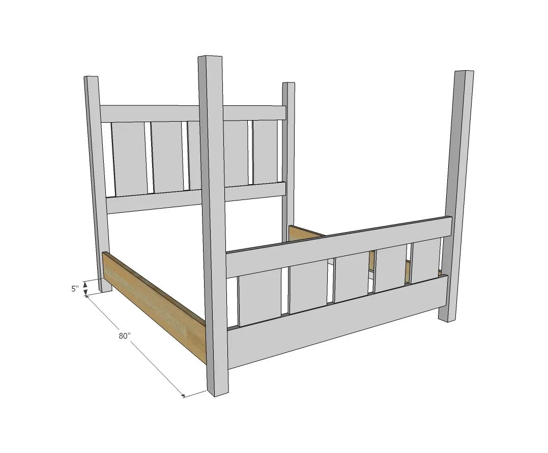 Slatted Four Post Farmhouse Bed, step 3