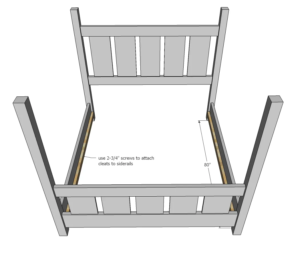 Slatted Four Post Farmhouse Bed, step 4