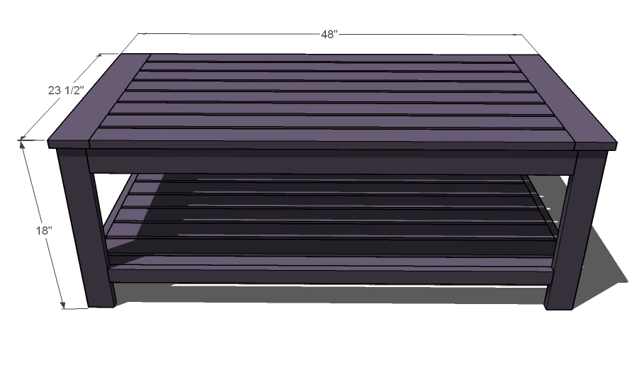 Slatted Outdoor Coffee Table dimension diagram 1