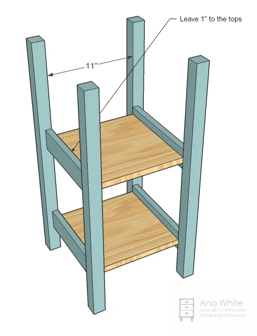 Small Bath Storage Tower Built with 2x2s and 1x Boards, step 2