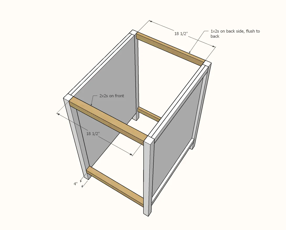 Small Kitchen Island with Slide Out Double Trash Cans, step 3