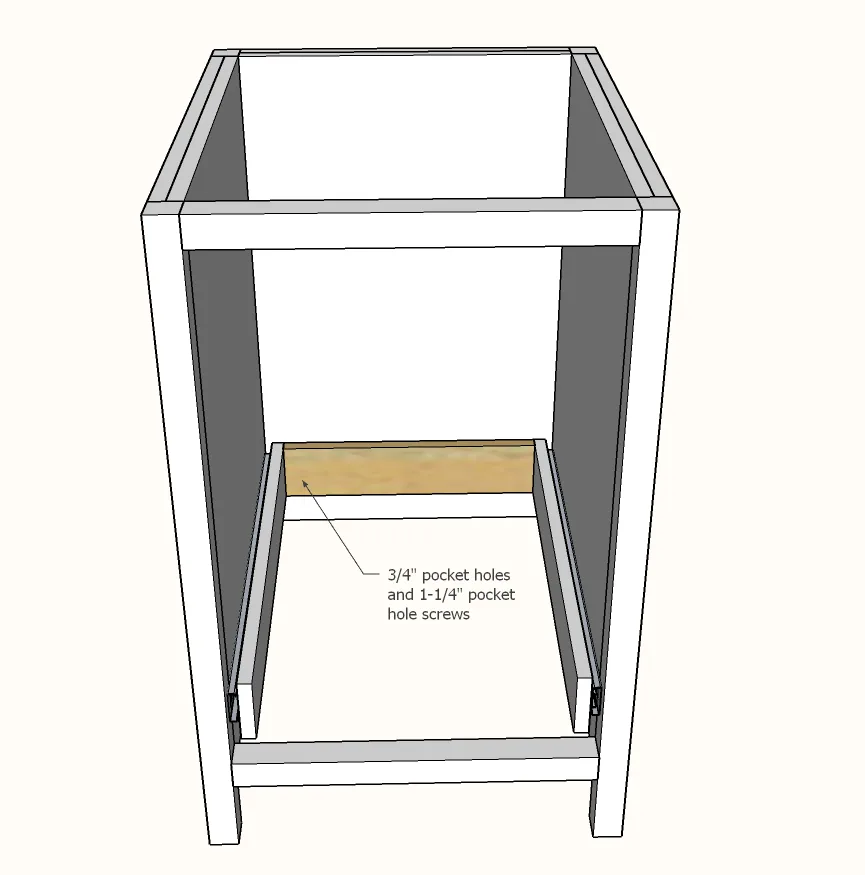 Small Kitchen Island with Slide Out Double Trash Cans, step 8