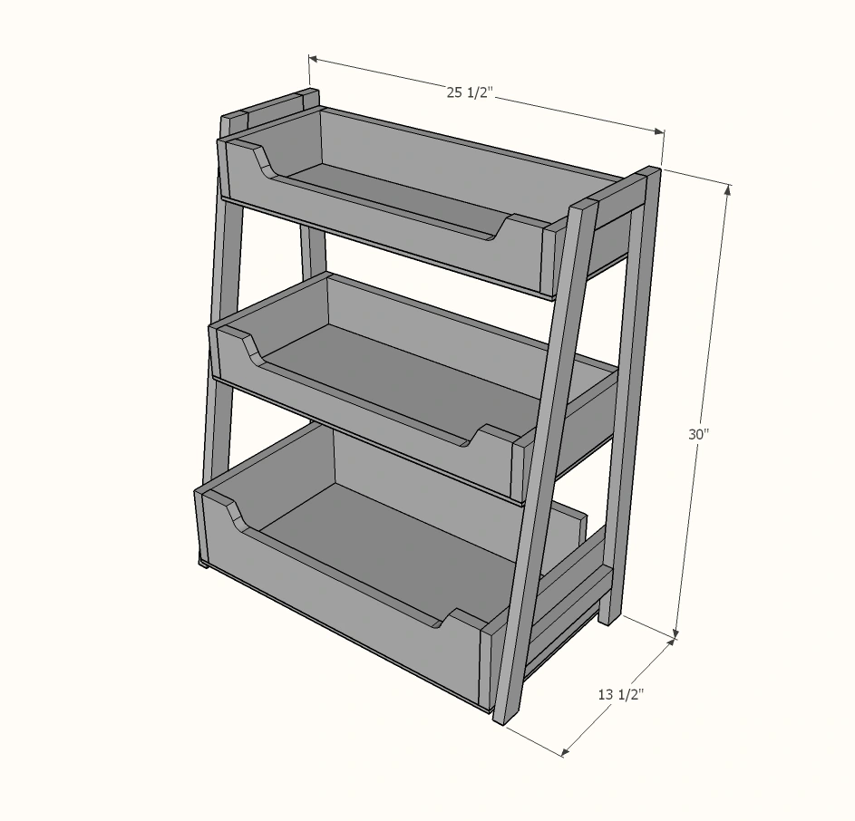 Small Ladder Bookshelf dimension diagram 1