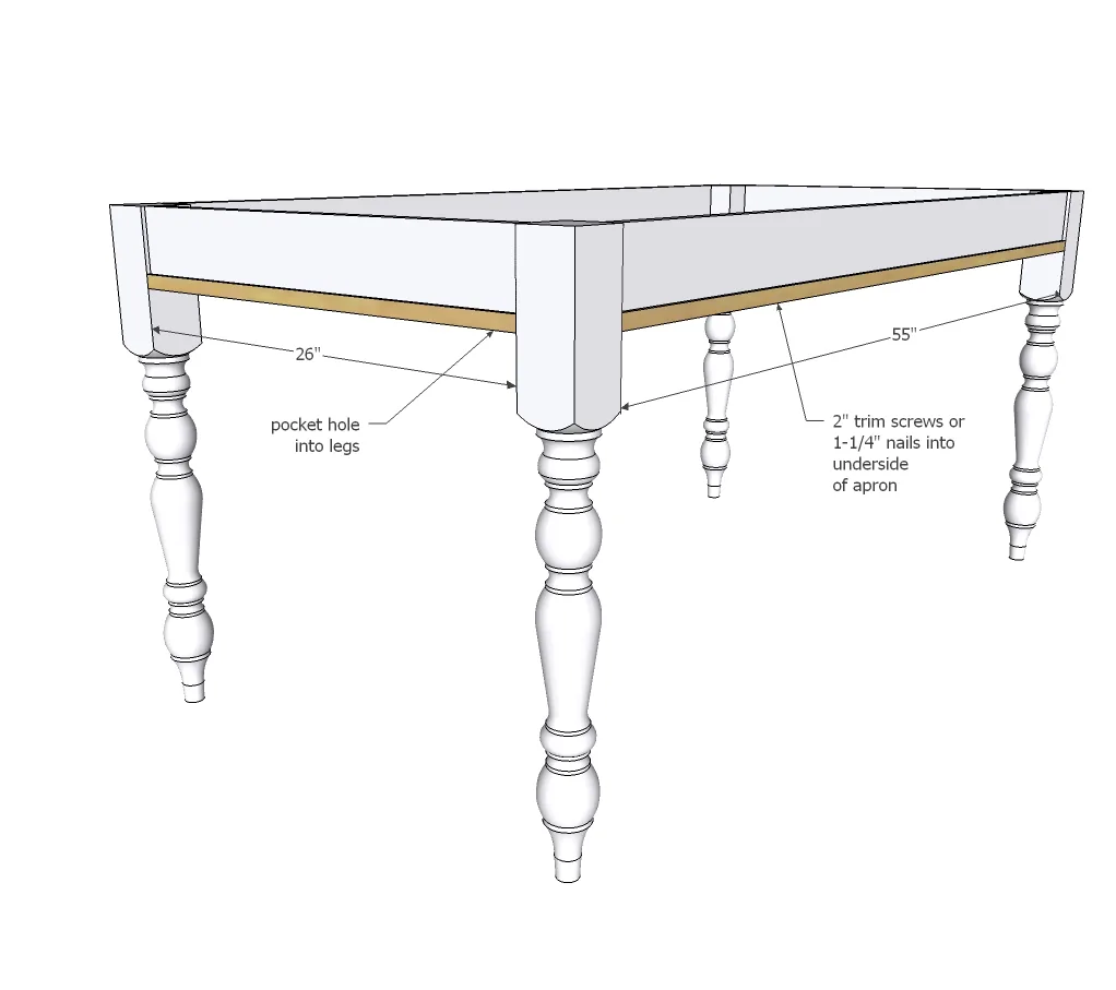 Small Old English Style Farmhouse Dining Table, step 3