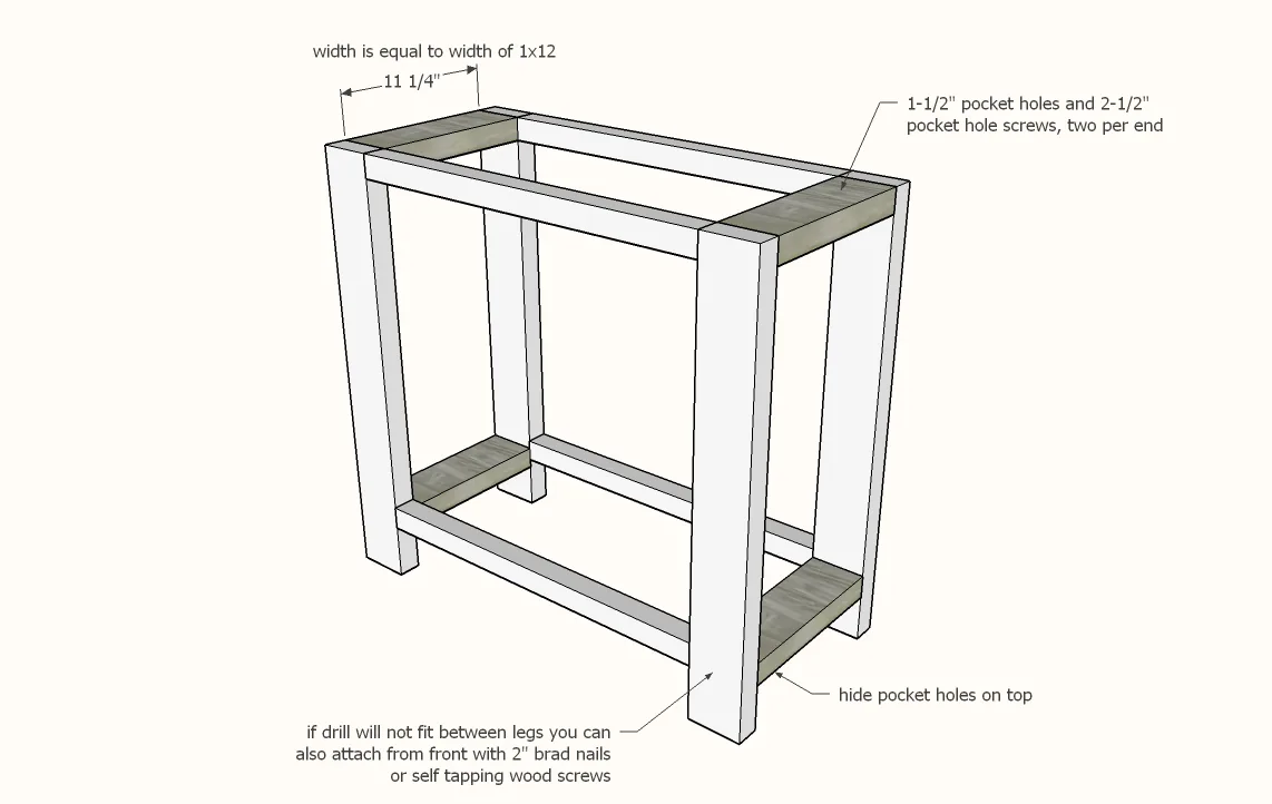 Small Rustic X Console, step 2