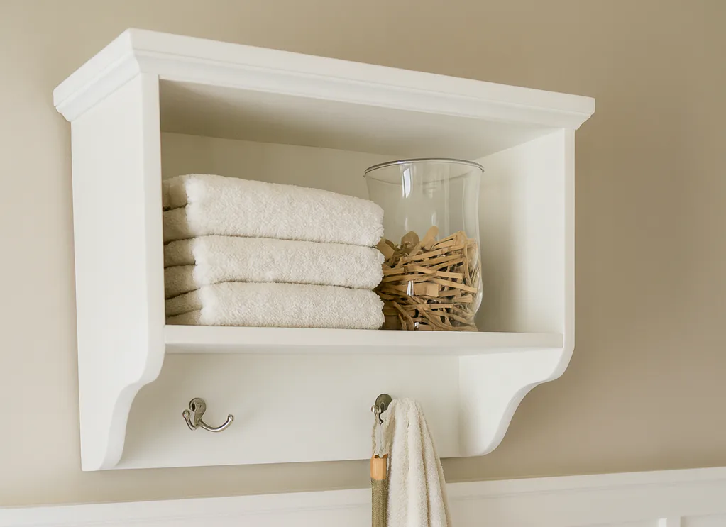 Small Wall Shelf with Hooks