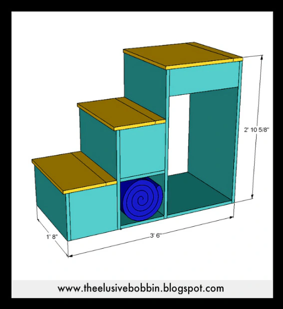 Storage Stairs for a Bunk or Loft Bed dimension diagram 1