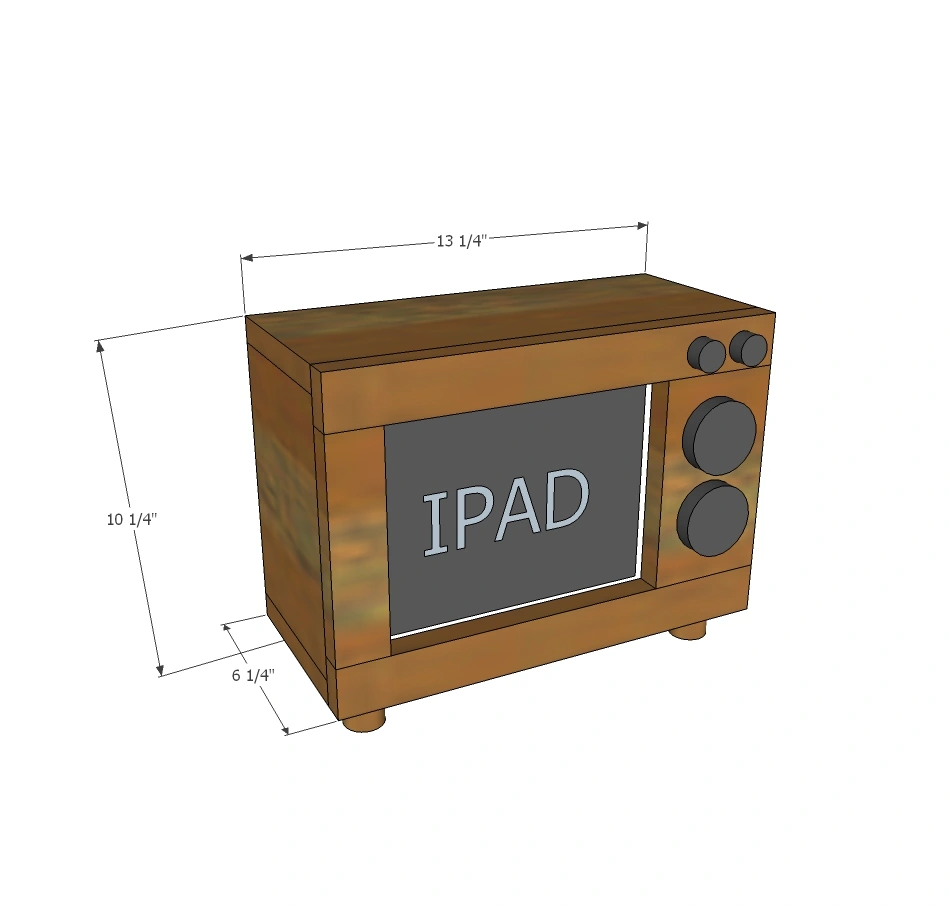 Tablet or iPad Holder Retro TV Style dimension diagram 1