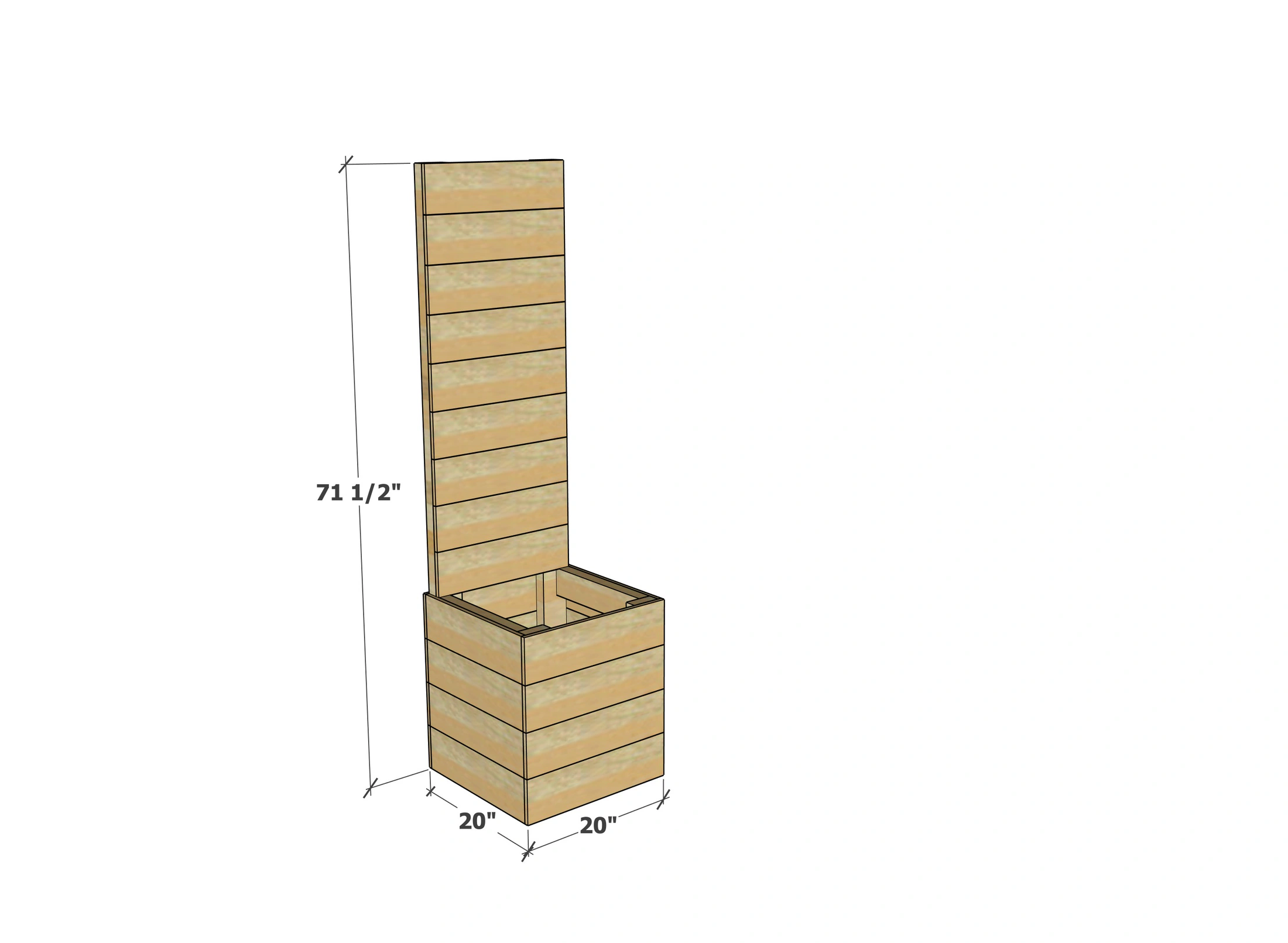 Tall Back Wooden Planter Box dimension diagram 1