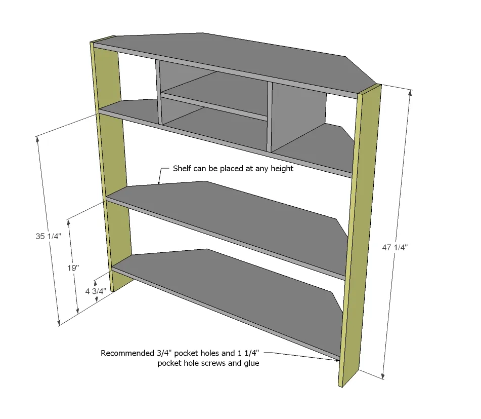 Tall Corner Media Console, step 3