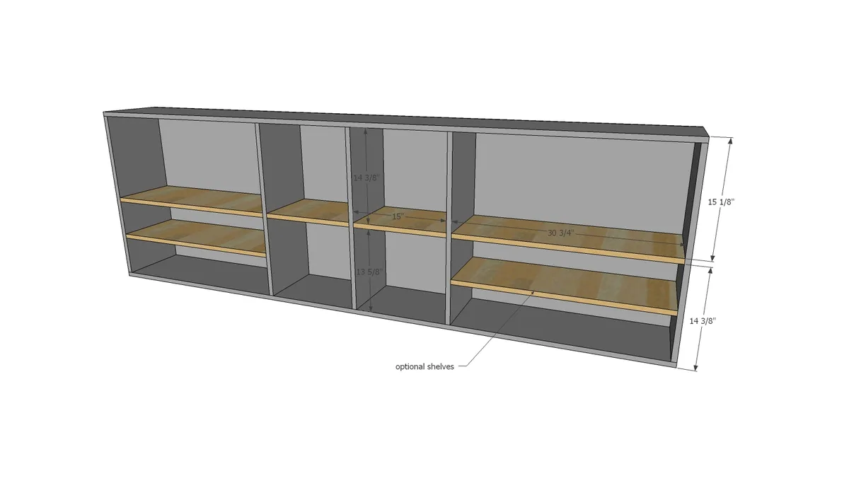 Toy Storage Hutch with Cubbies and Shelves, step 3