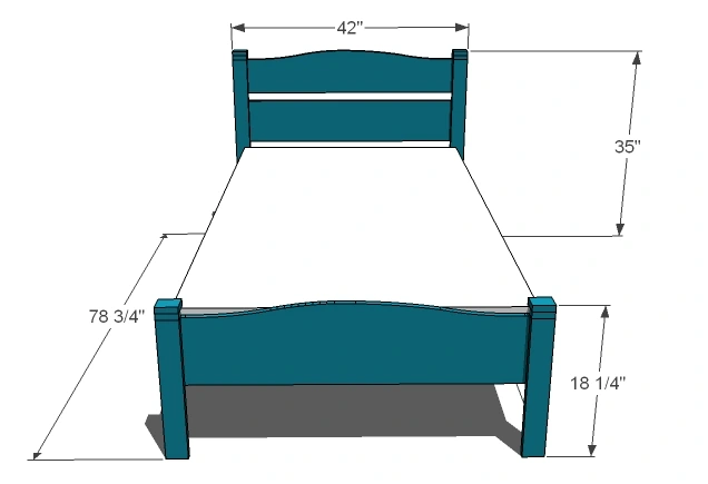 Twin Pioneer Bed dimension diagram 1