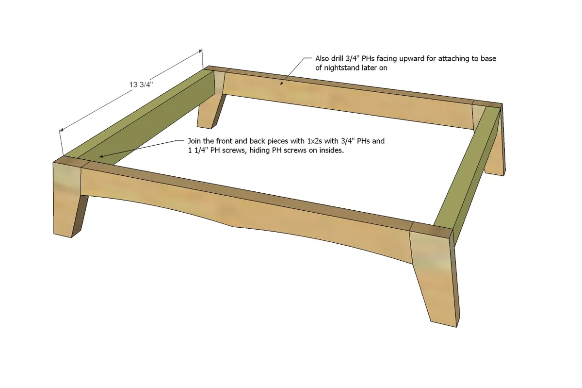 Two Drawer/Shelf Modern Nightstand, step 2