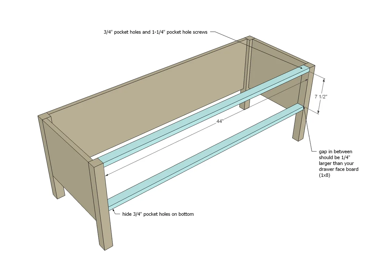 Vintage Drawer Bench, step 3