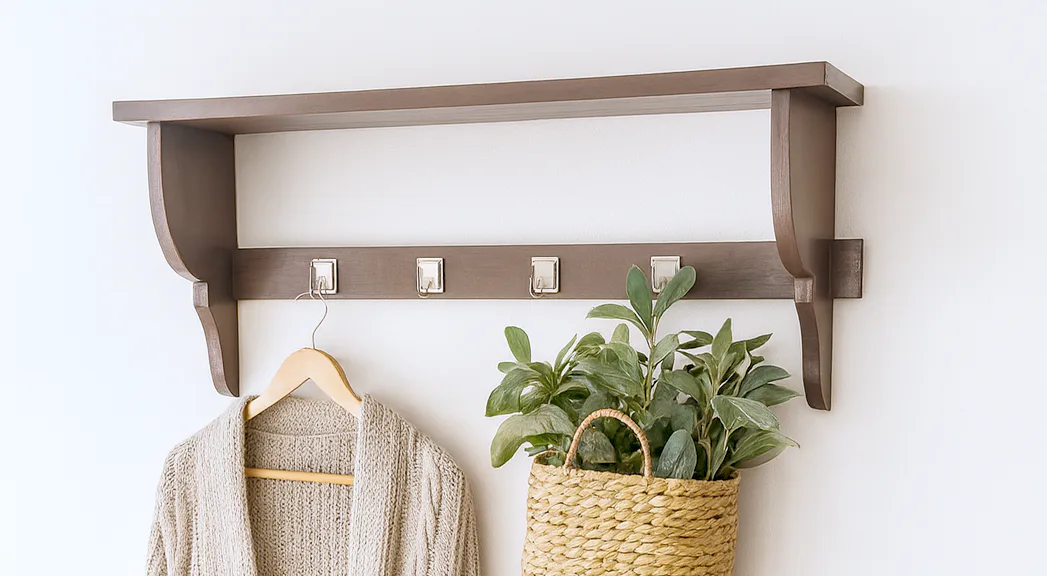 Vintage Shelf with Hooks