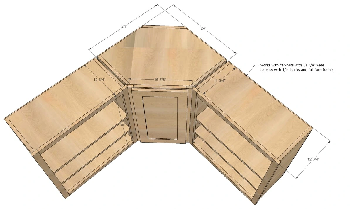 Wall Kitchen Corner Cabinet dimension diagram 1