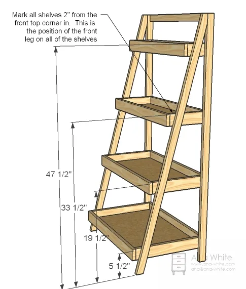 Wide Painter’s Ladder Shelf, step 6