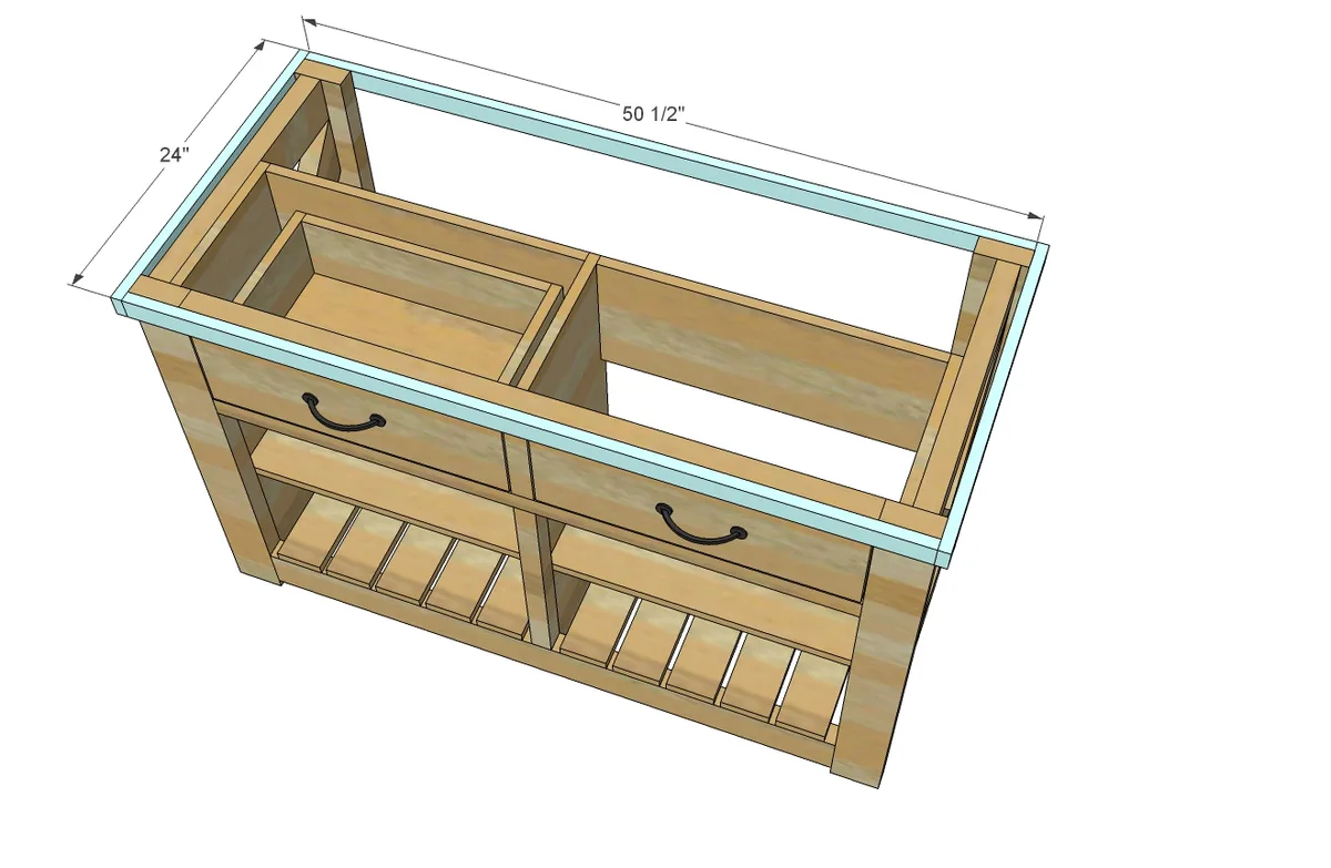 Wide Rustic X Kitchen Island, step 14