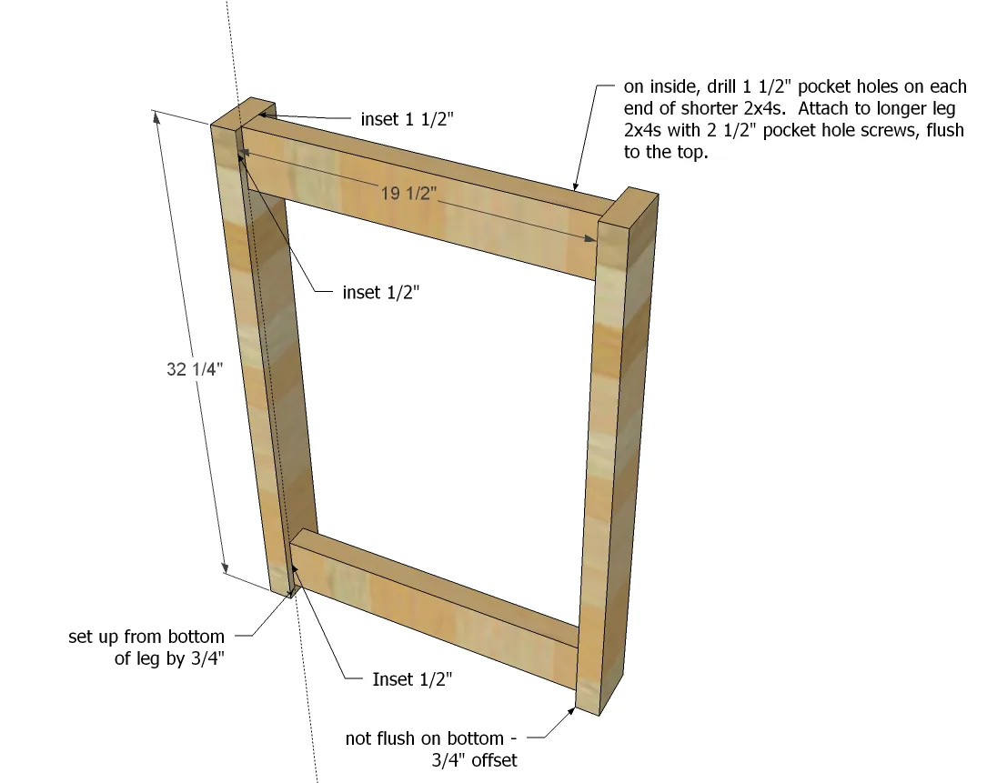 Wide Rustic X Kitchen Island, step 1