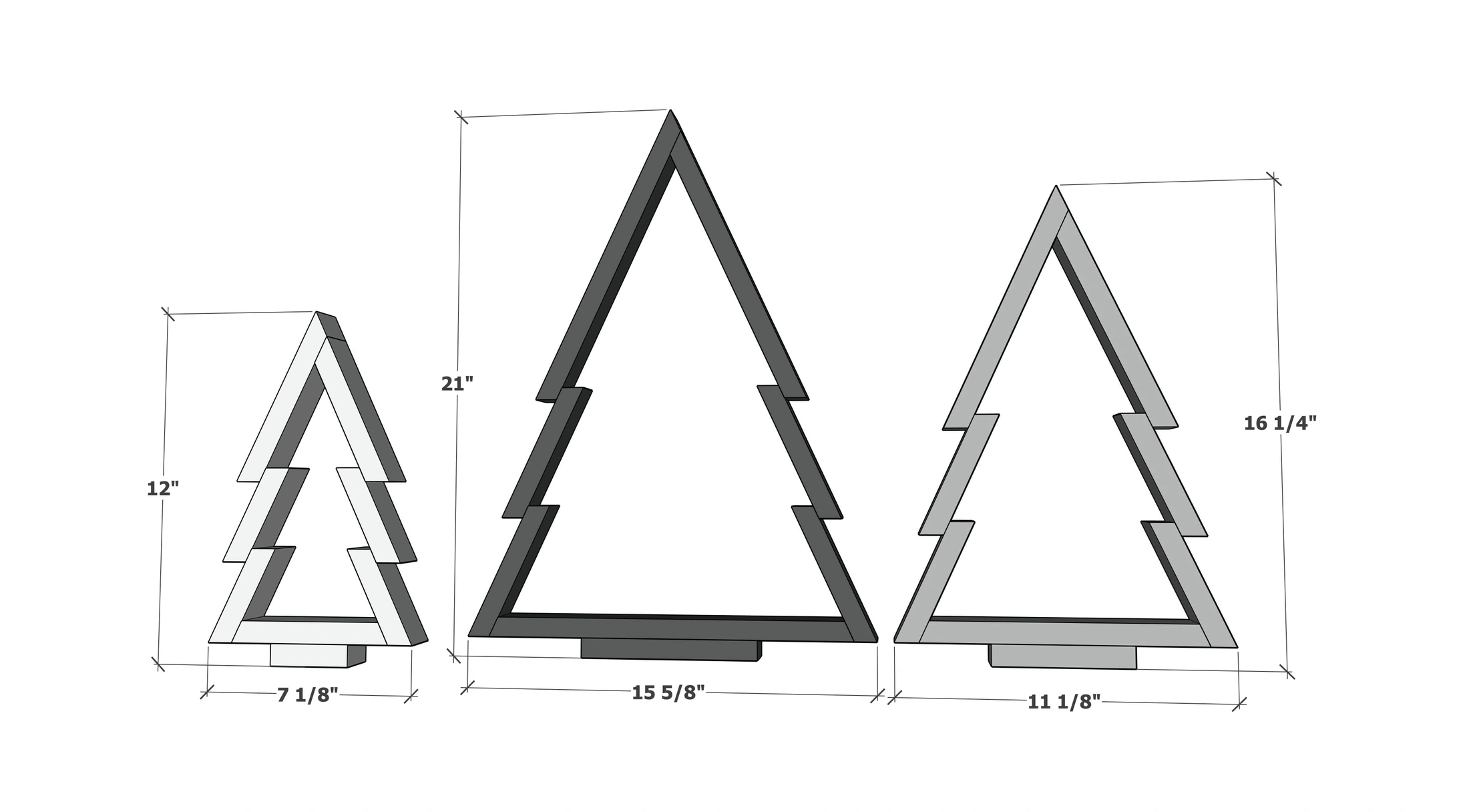 Wood Christmas Tree Decor DIY dimension diagram 1