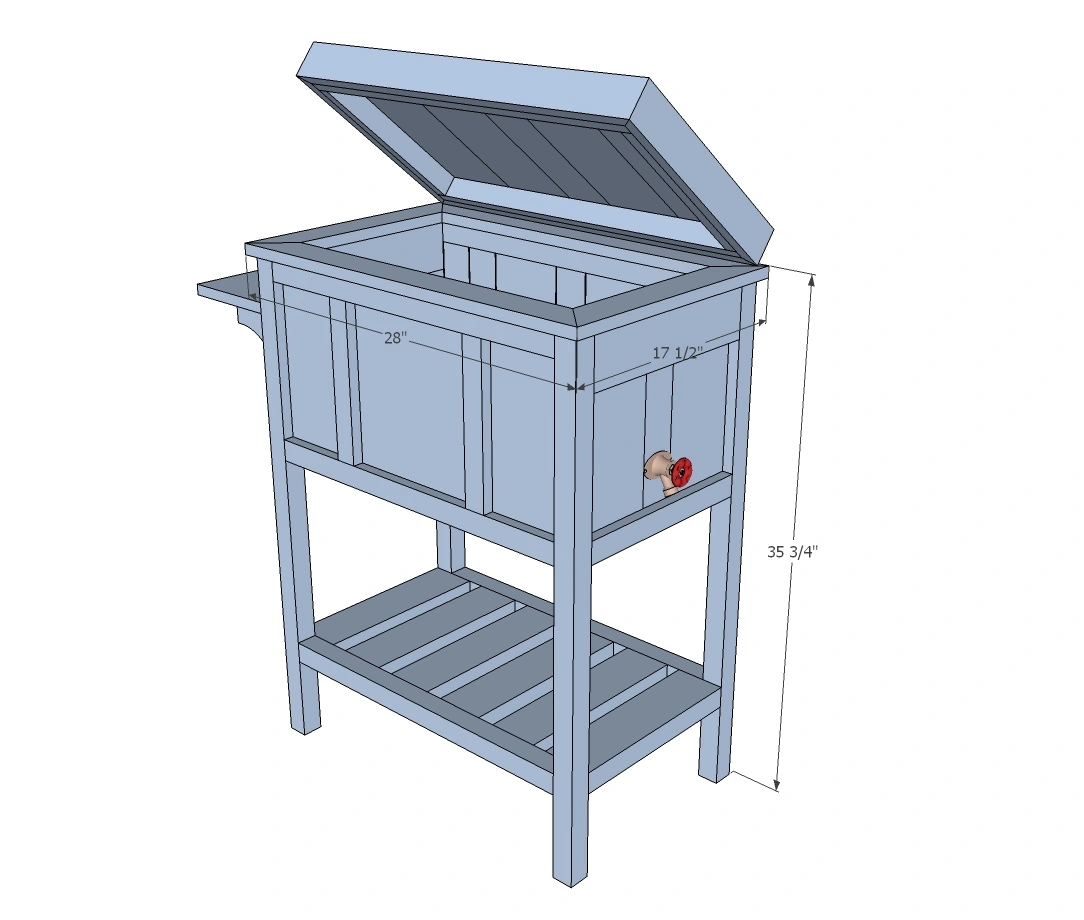 Wood Cooler by Birds and Soap dimension diagram 1